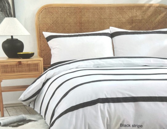 Black Stripe Queen Bedding Set with up to 7 Pillows