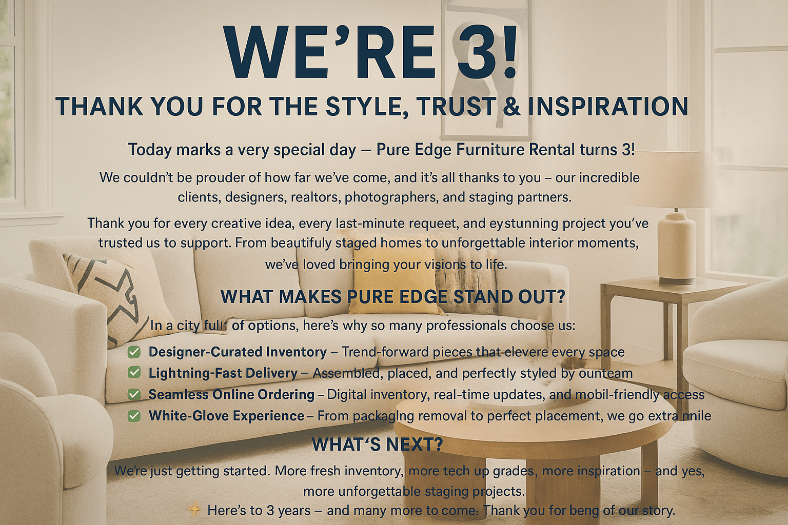 Pure Edge Turns 3: Style, Speed & Staging Excellence Pure Edge Turns 3: Style, Speed & Staging Excellence